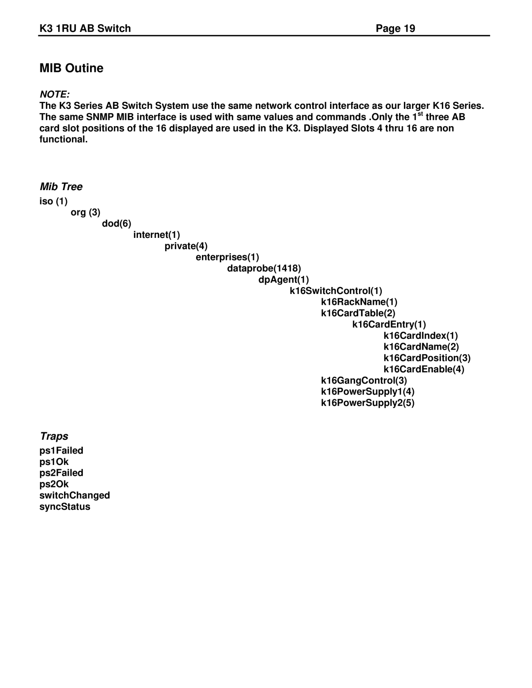 JVC K3-R specifications MIB Outine, Mib Tree, Traps 