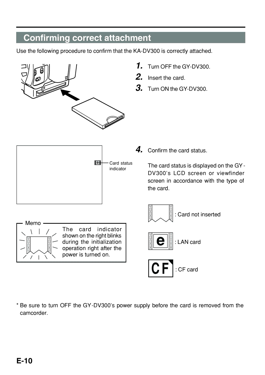 JVC KA-DV300 manual Memo 