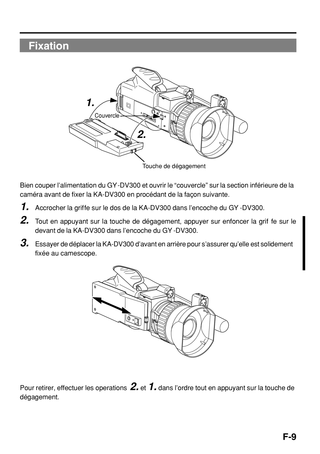 JVC KA-DV300 manual Fixation 