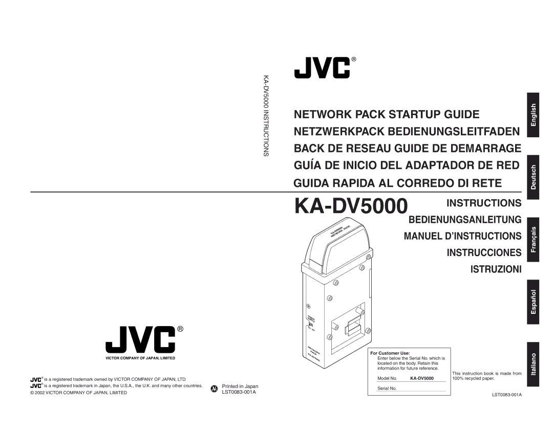 JVC KA-DV5000 manual Ka-D 