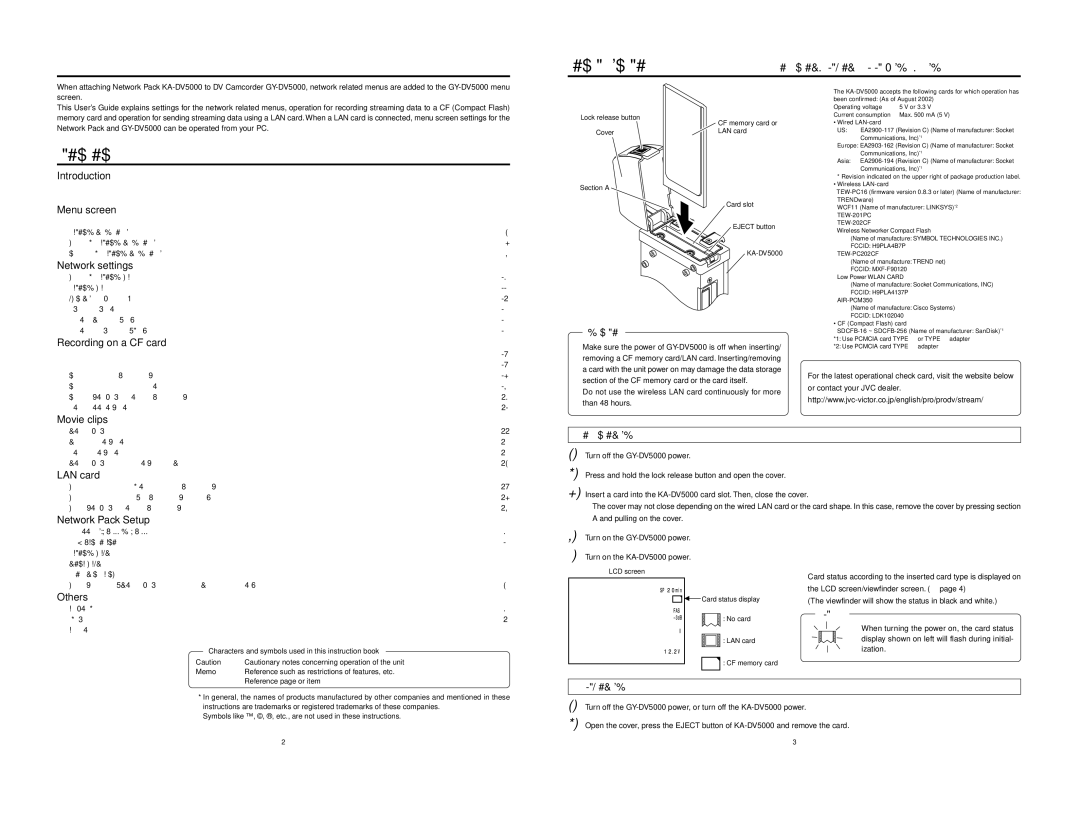 JVC KA-DV5000 manual Introduction, Contents 