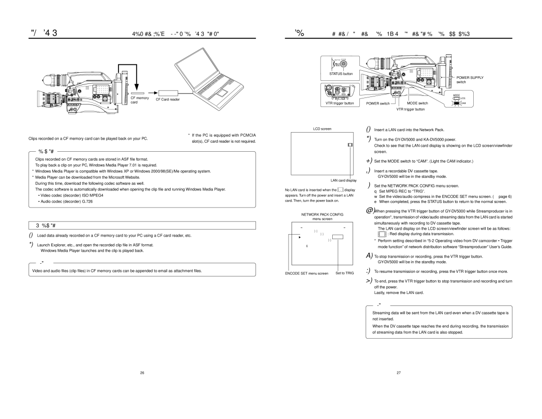 JVC KA-DV5000 manual Playing back CF memory card clips on your PC, Operation 