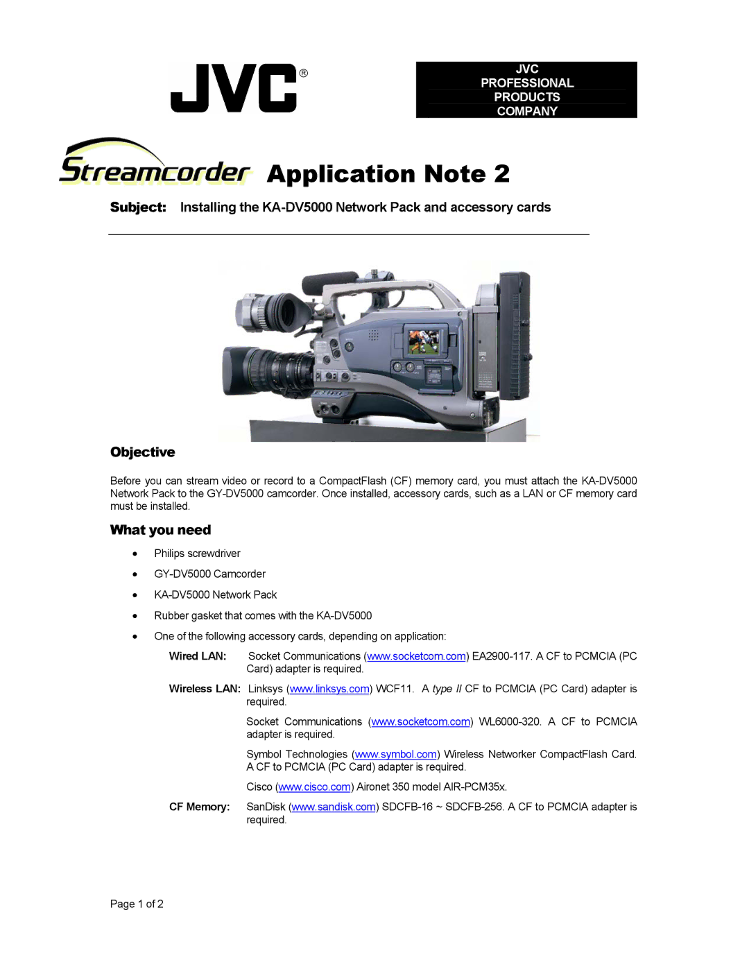 JVC KA-DV5000 manual Application Note, What you need 