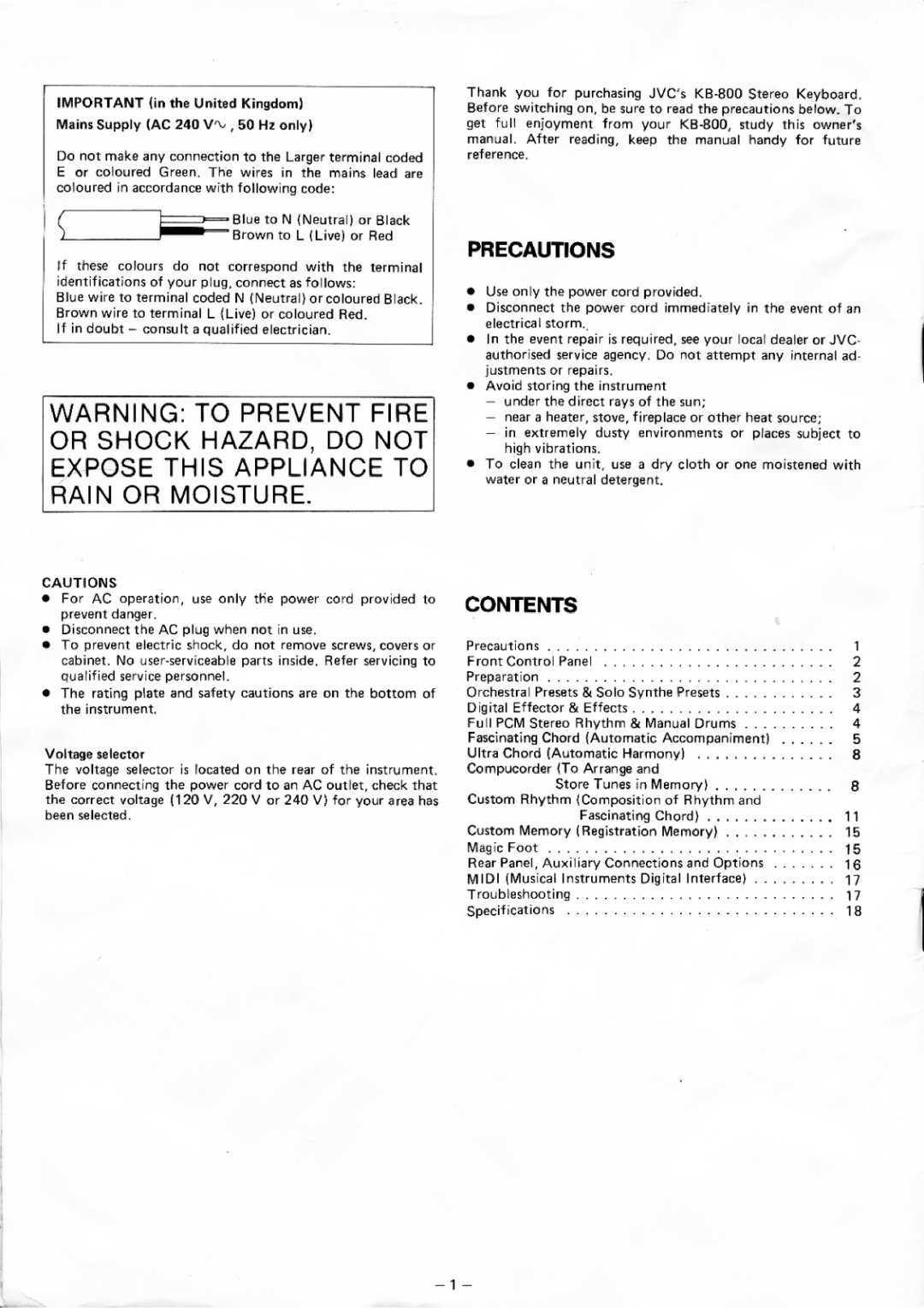 JVC KB-800 manual 