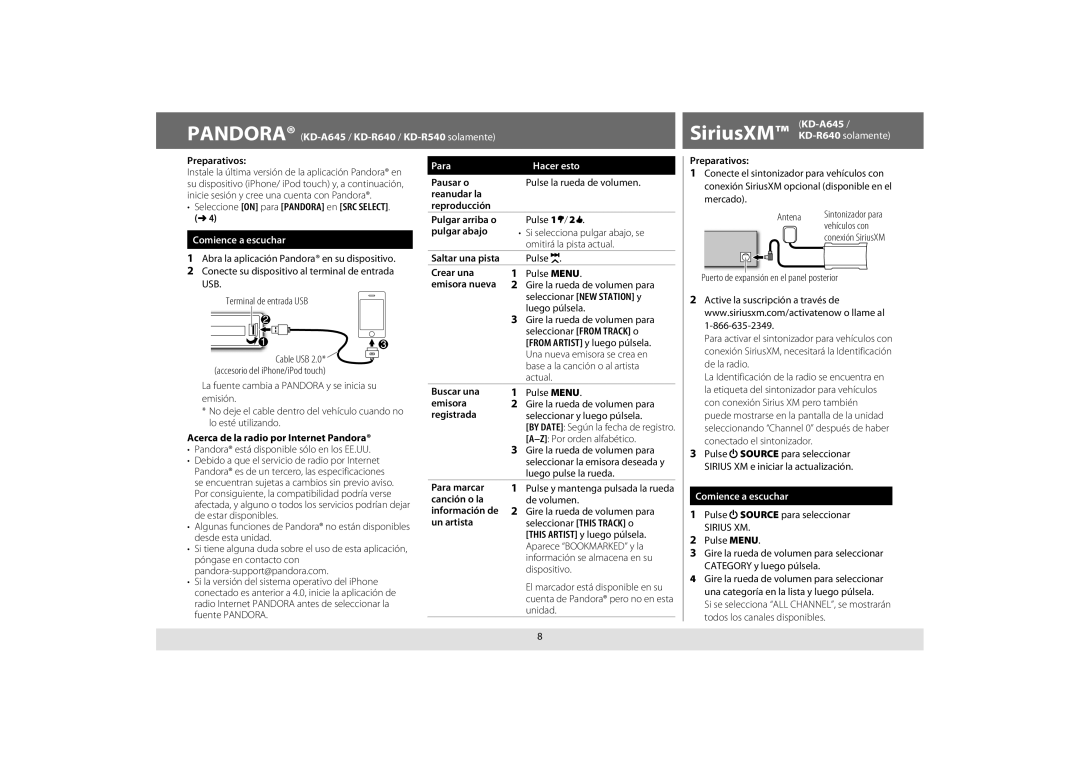 JVC KD-R640, KD-A645, KD-R440, KD-R540 manual Para Hacer esto, Comience a escuchar 