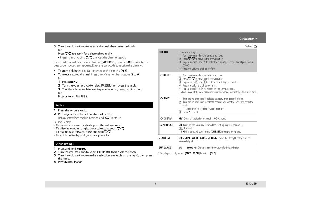 JVC KD-R440, KD-A645, KD-R640, KD-R540 manual Replay, CH Lock, CH Edit, BUF Usage 