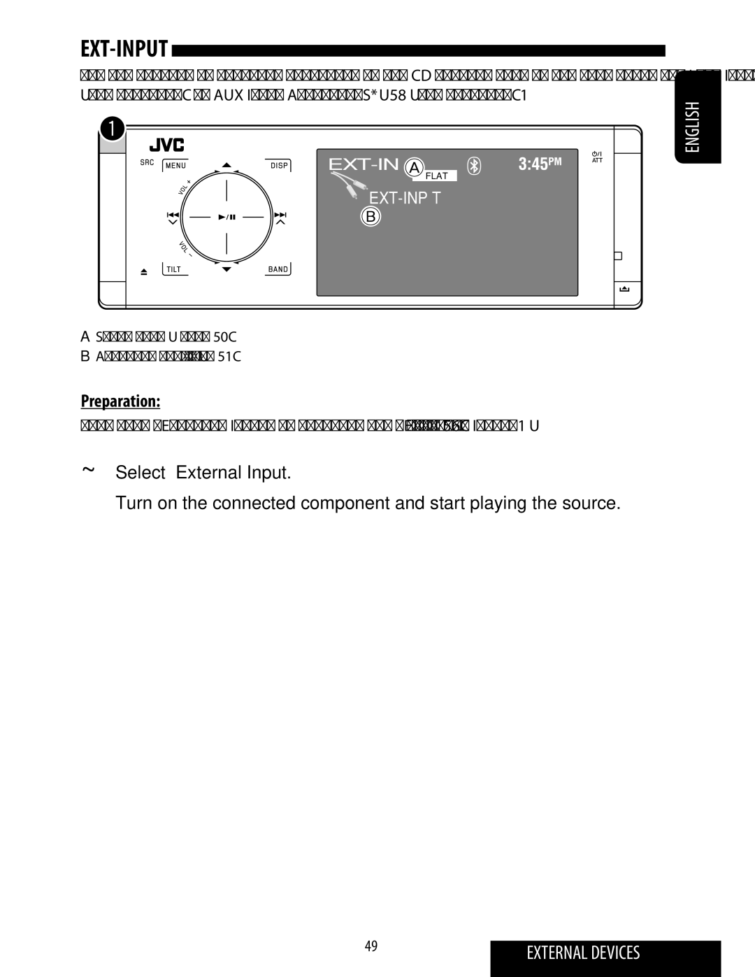 JVC KD-ADV49 manual Ext-Input, Make sure External Input is selected for External Input 