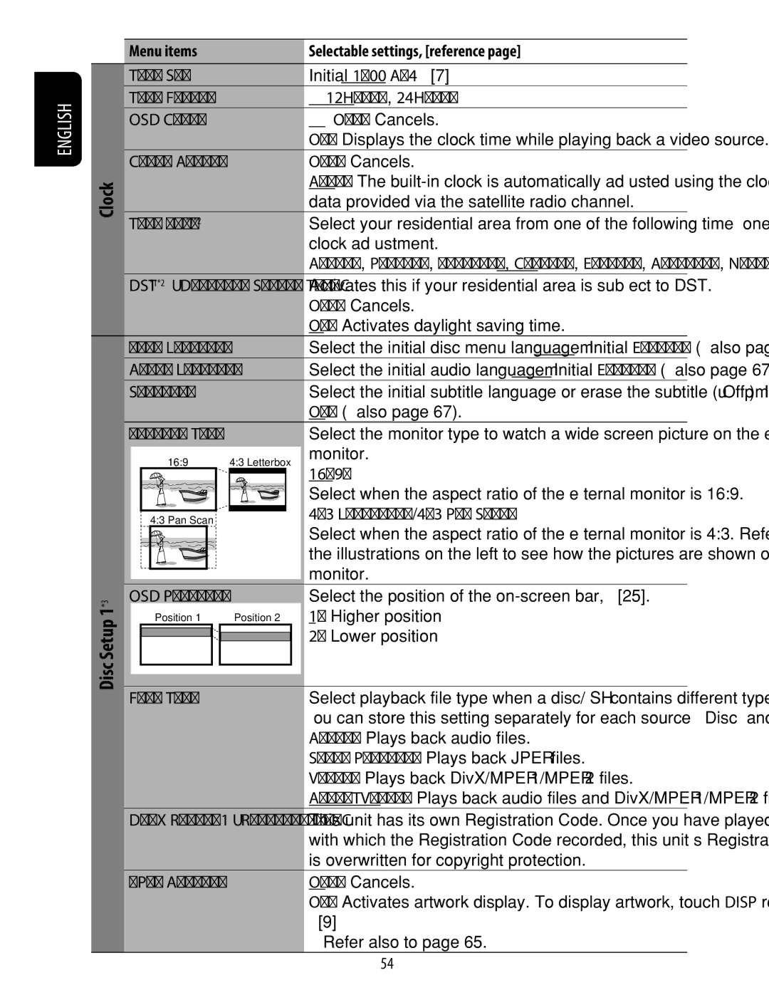 JVC KD-ADV49 manual Clock Disc Setup 1*3 