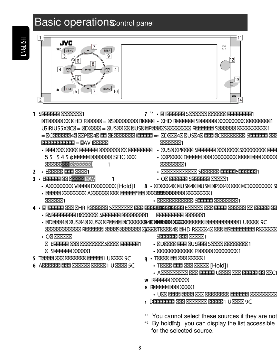 JVC KD-ADV49 manual Basic operations Control panel 