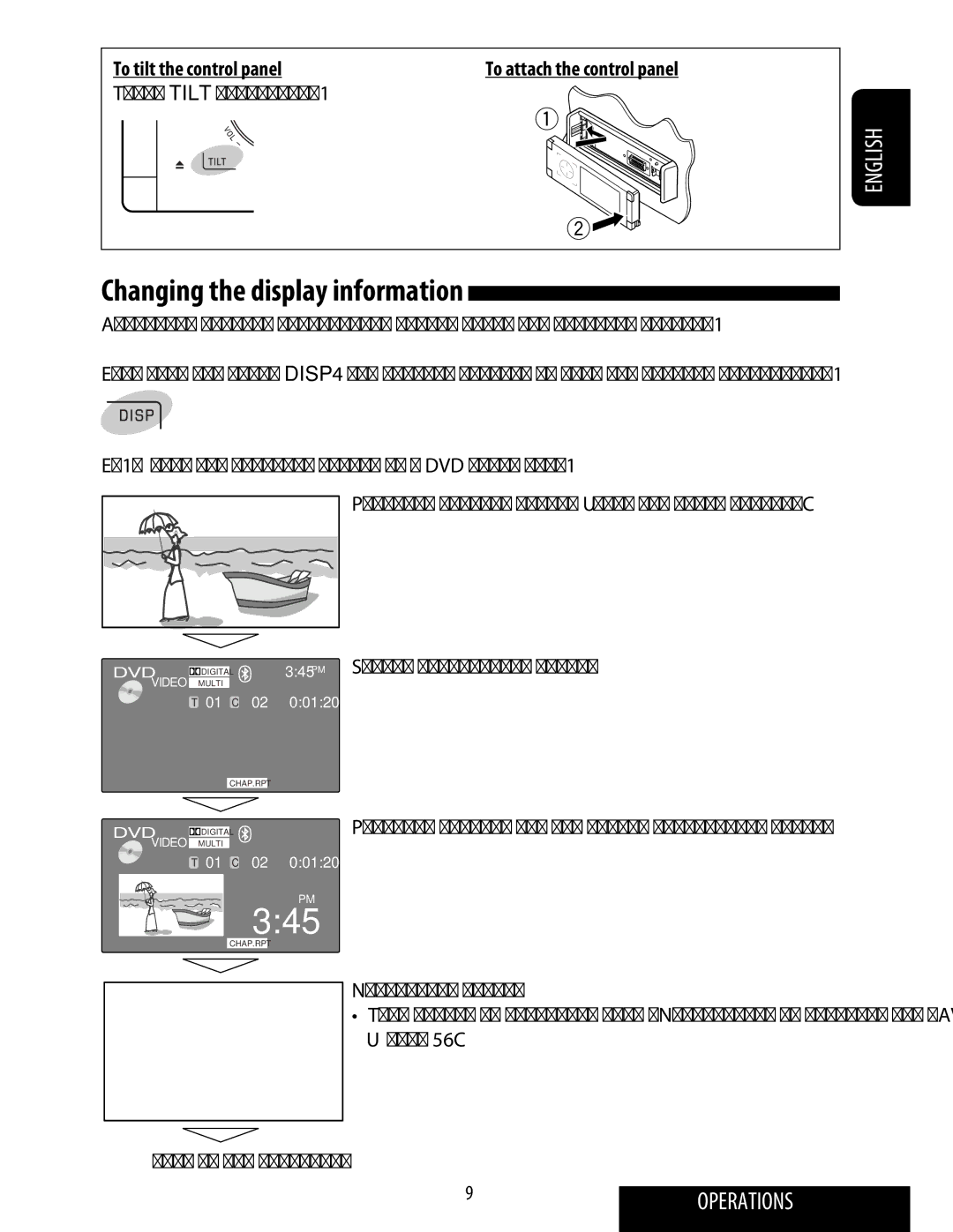 JVC KD-ADV49 manual To tilt the control panel, Touch Tilt repeatedly 