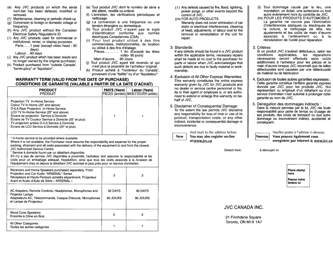 JVC KD-ADV49 manual Pour tout produit utilise a des fins 