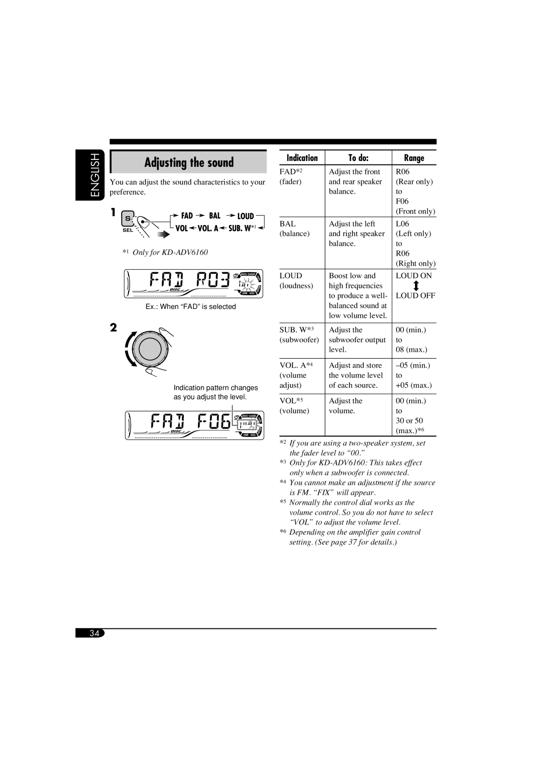 JVC KD-ADV6160, KD-DV5100 manual To do Range, Indication 