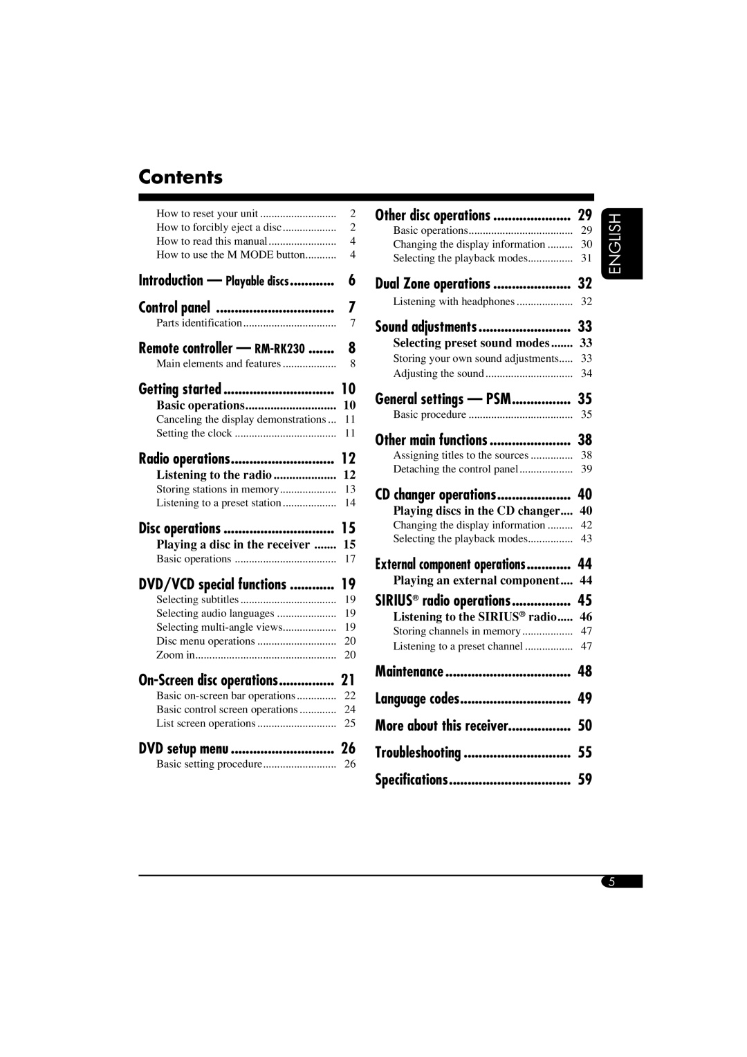 JVC KD-DV5100, KD-ADV6160 manual Contents 