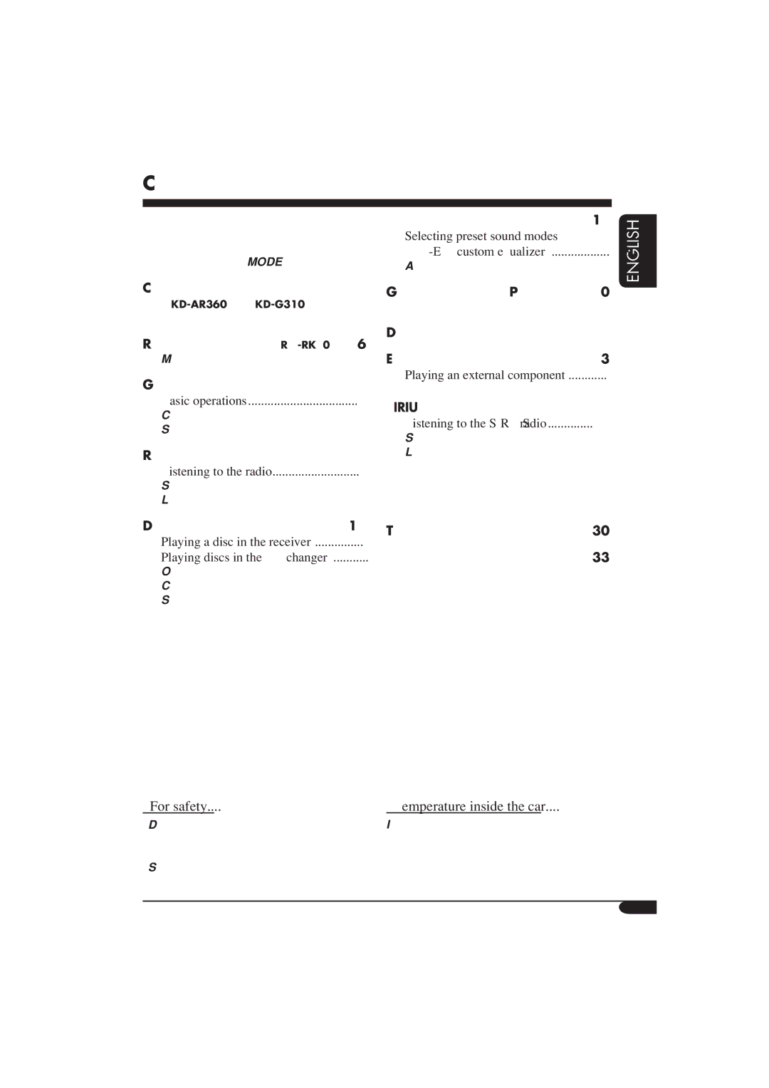 JVC KD-G310, KD-AR360 manual Contents 