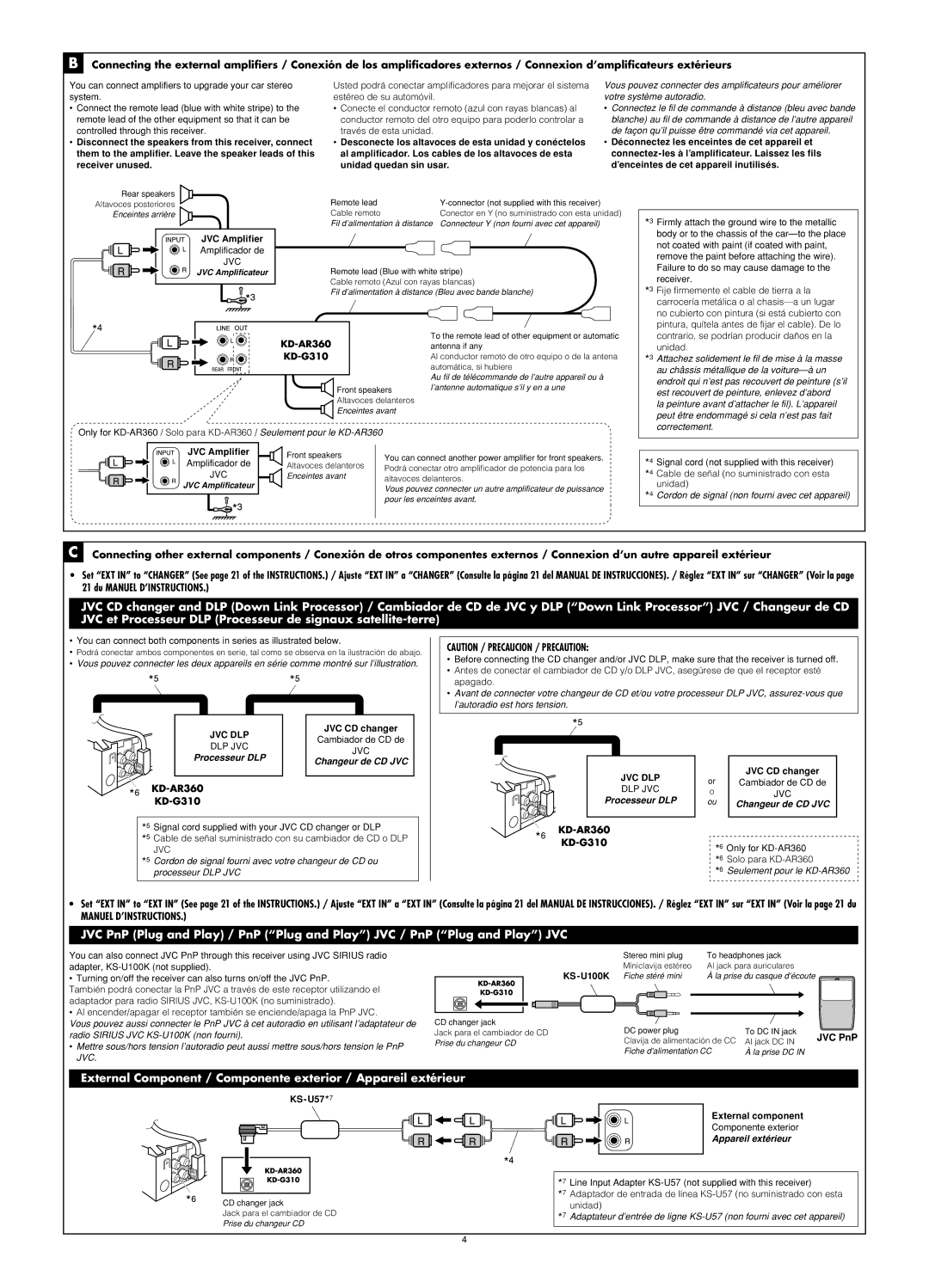 JVC KD-AR360, KD-G310 manual Manuel D’INSTRUCTIONS 