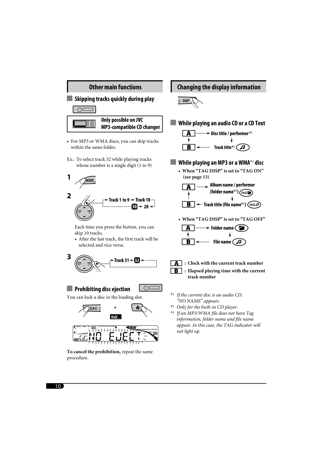 JVC KD-AR370, KD-G320 manual Other main functions 