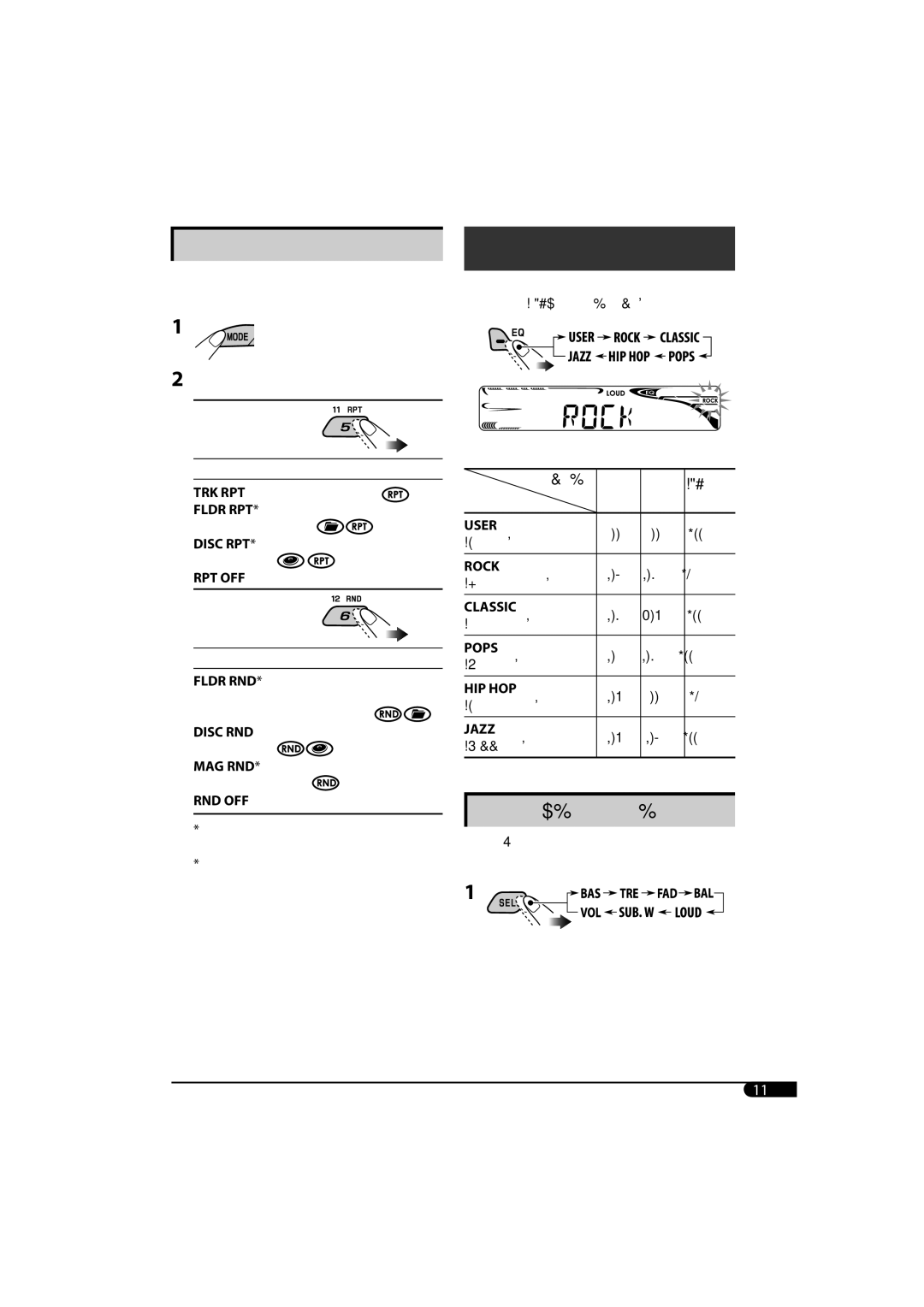 JVC KD-G320, KD-AR370 manual Selecting the playback modes, Mode 