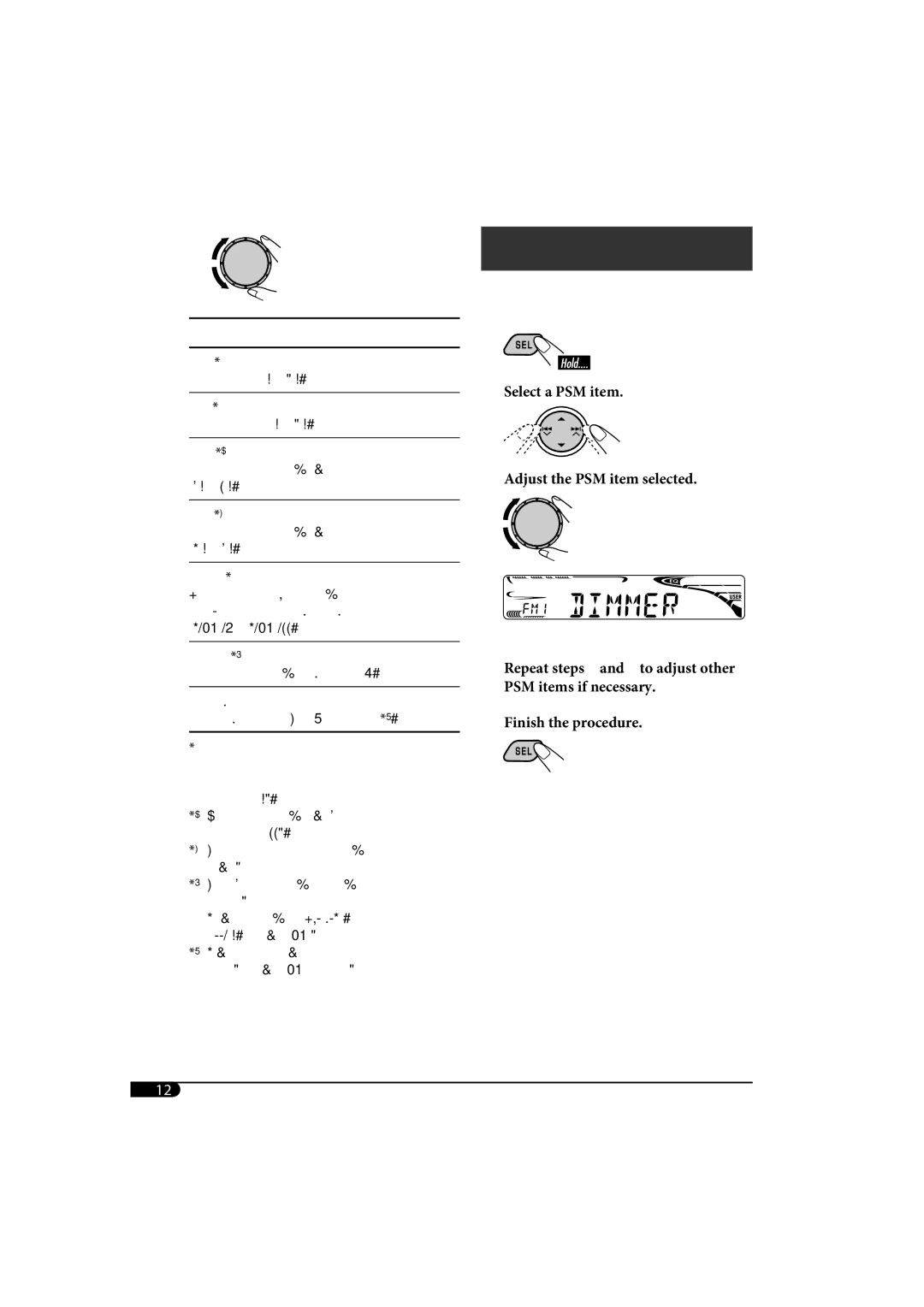 JVC KD-AR370, KD-G320 manual General settings PSM 