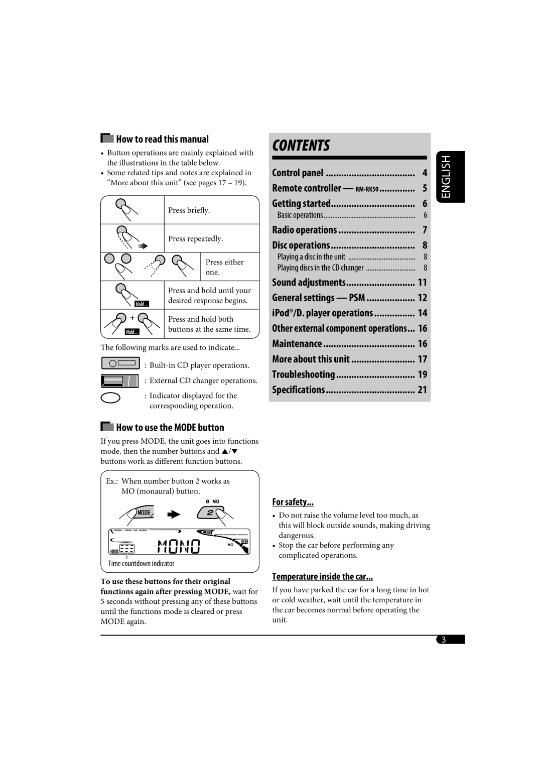 JVC KD-G320, KD-AR370 manual Contents 