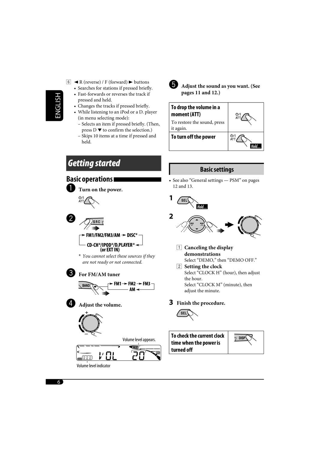 JVC KD-AR370, KD-G320 manual Getting started 