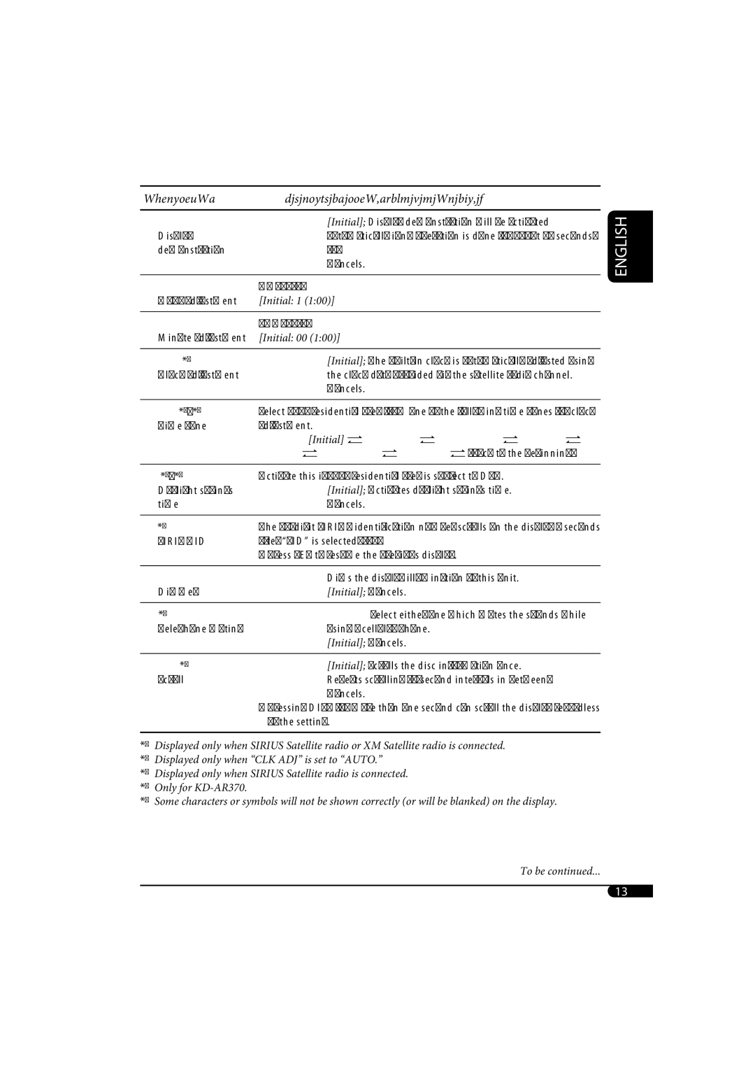 JVC KD-G320, KD-AR370 manual Indications Selectable settings, reference 