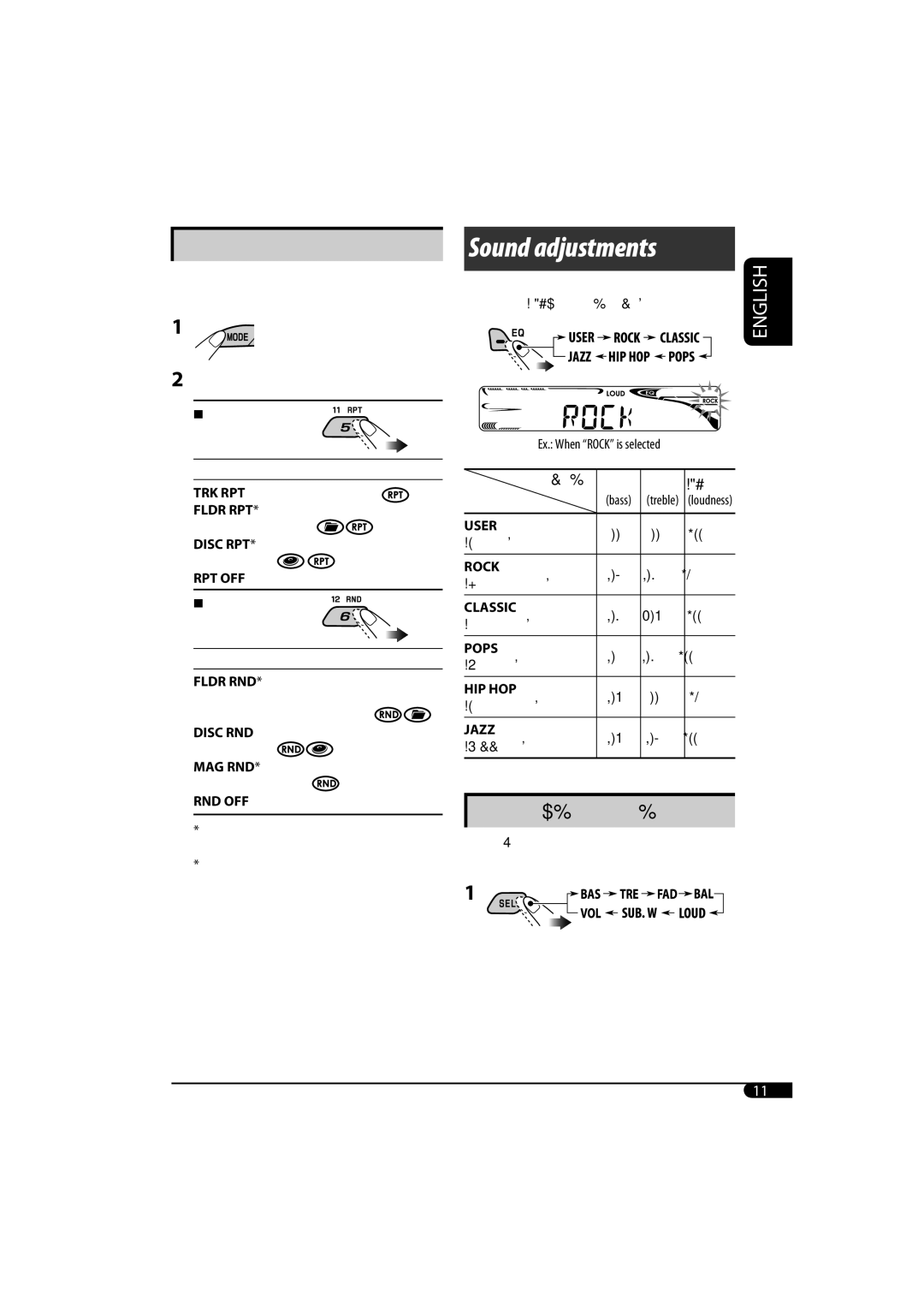 JVC KD-G320, KD-AR370 manual Sound adjustments 