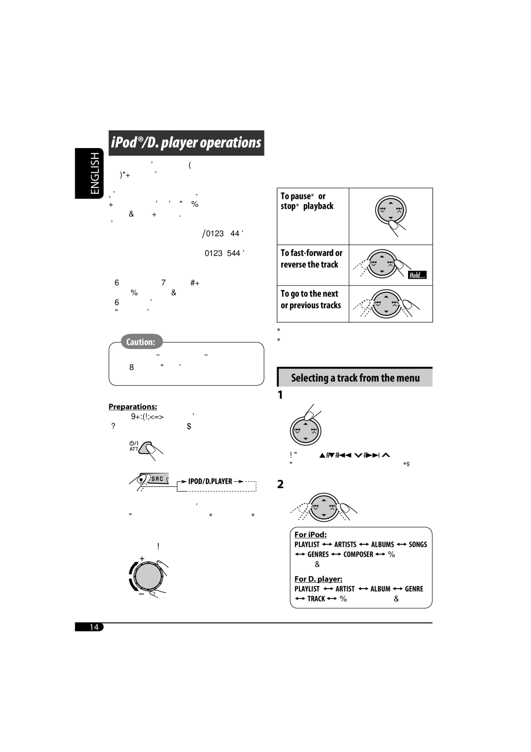 JVC KD-AR370, KD-G320 manual IPod/D. player operations 