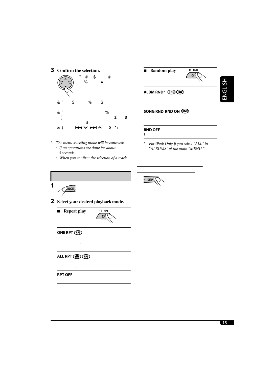 JVC KD-G320, KD-AR370 manual Selecting the playback modes 