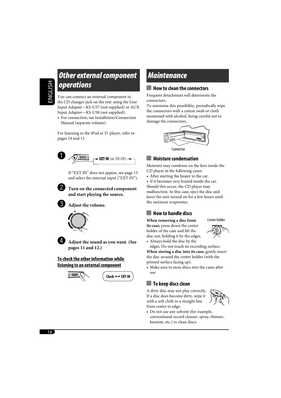 JVC KD-AR370, KD-G320 manual Operations 