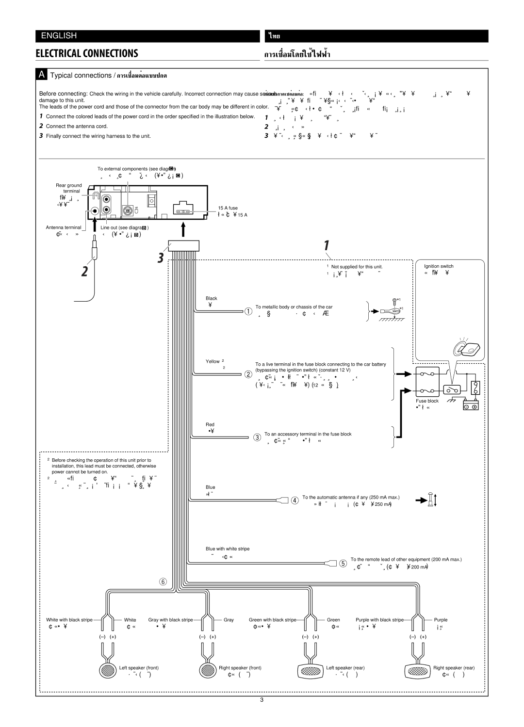 JVC KD-G320, KD-AR370 manual √‡ËÕ¡‚¥¬„È‰øøÈ, Typical connections / √‡ËÕ¡µËÕ·ªµ 