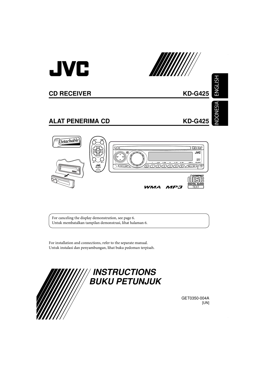 JVC KD-G320, KD-AR370 manual Instructions Buku Petunjuk 