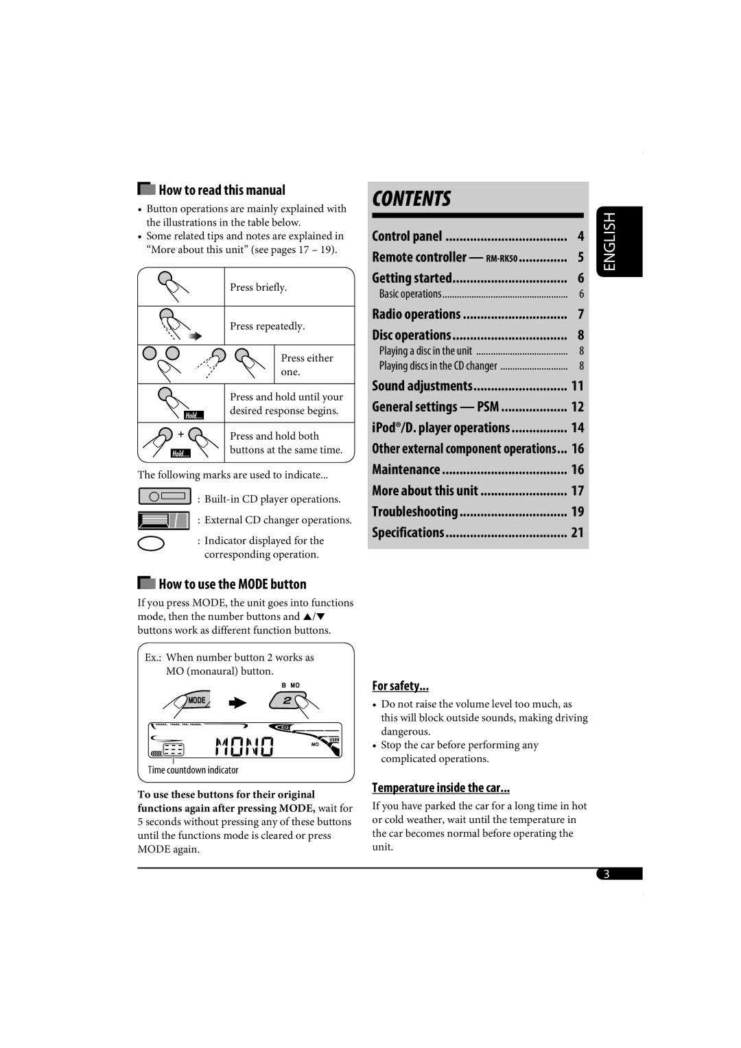 JVC KD-G320, KD-AR370 manual Contents 