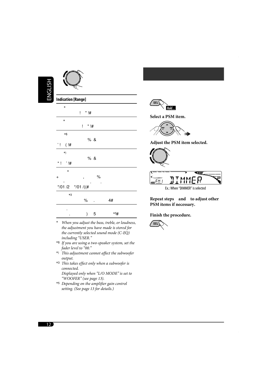 JVC KD-AR370, KD-G320 manual General settings PSM 