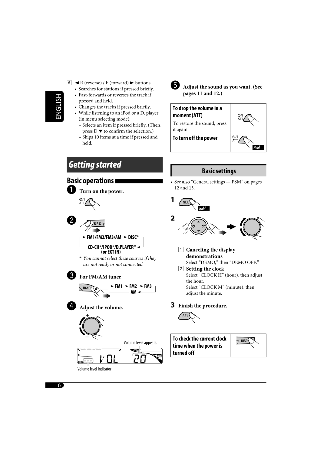 JVC KD-AR370, KD-G320 manual Getting started 