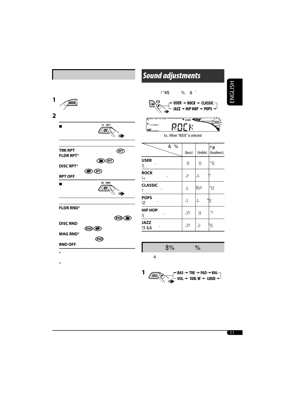 JVC KD-G320, KD-AR370 manual Sound adjustments 