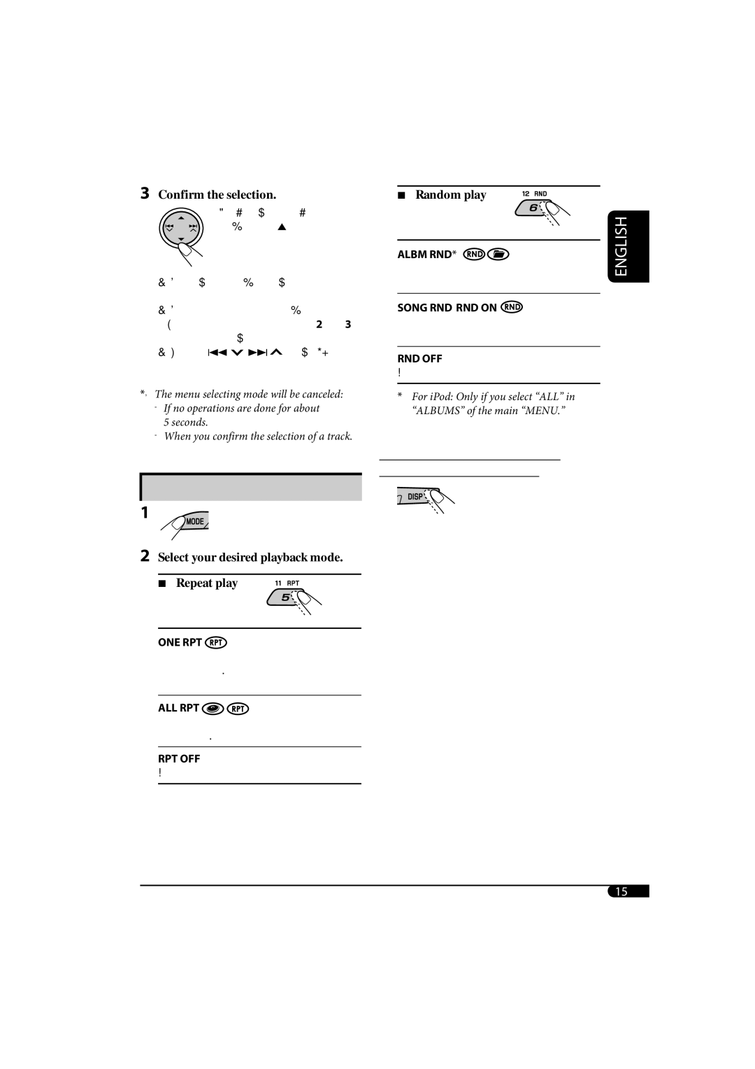 JVC KD-G320, KD-AR370 manual Selecting the playback modes 