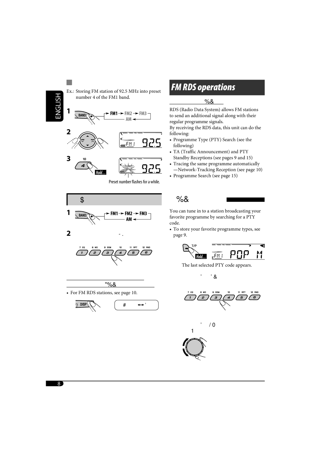 JVC KD-AR370, KD-G320 manual Manual presetting, Searching for your favorite FM RDS programme 