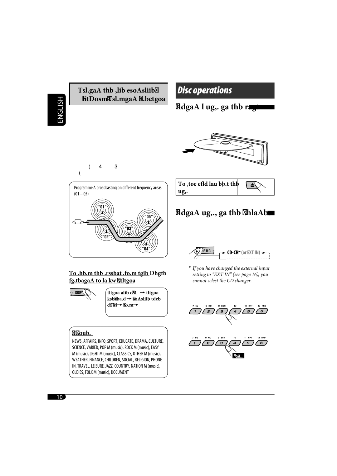 JVC KD-AR370, KD-G320 manual Disc operations 