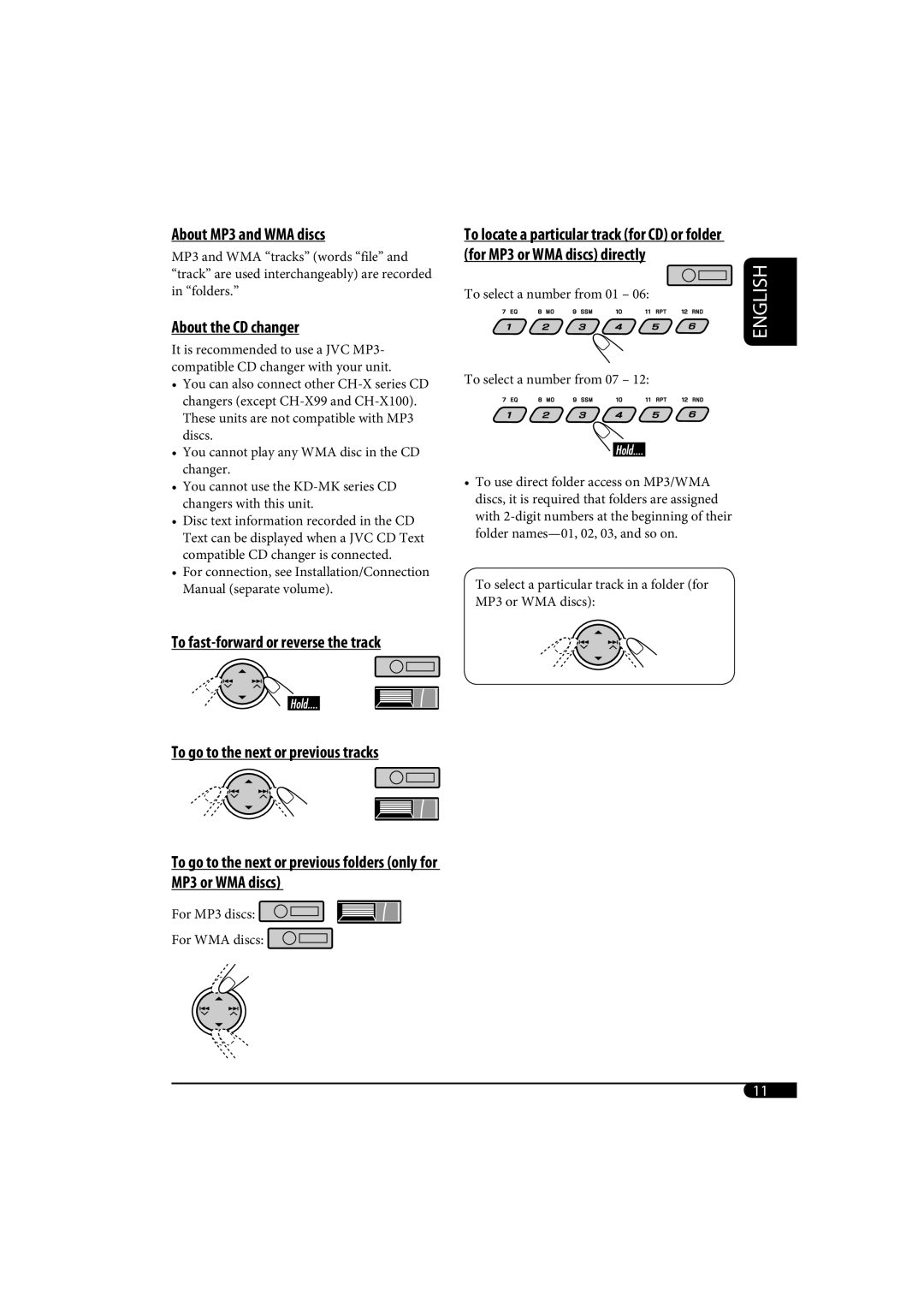 JVC KD-G320, KD-AR370 manual About MP3 and WMA discs 