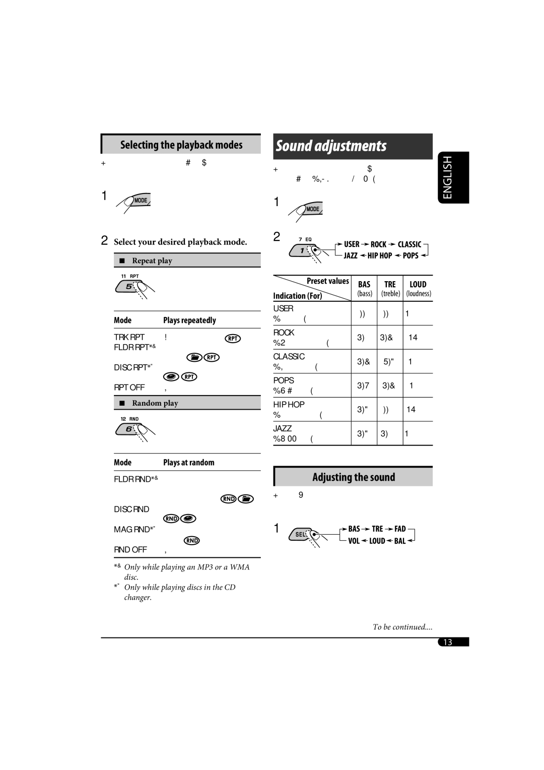 JVC KD-G320, KD-AR370 manual Sound adjustments 