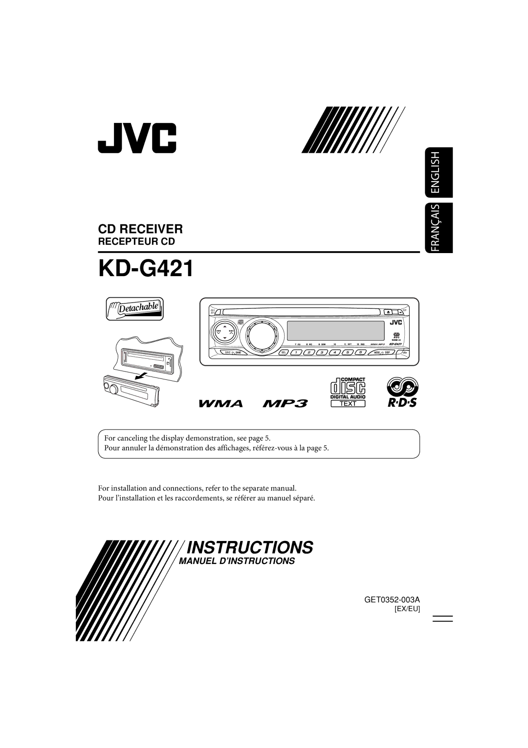 JVC KD-G320, KD-AR370 manual KD-G421 