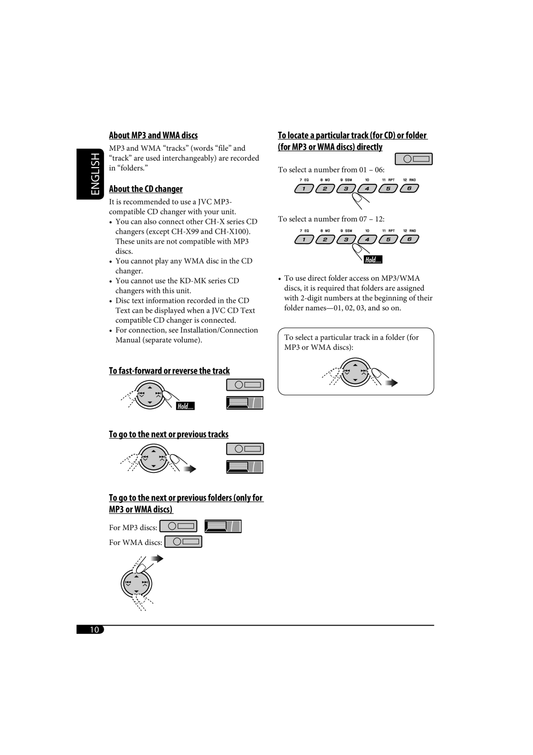 JVC KD-AR370, KD-G320 manual MP3 and WMA tracks words file 