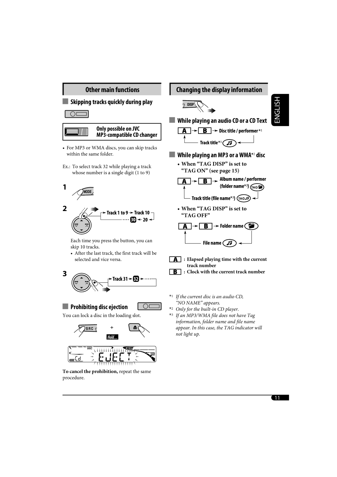 JVC KD-G320, KD-AR370 manual Changing the display information 