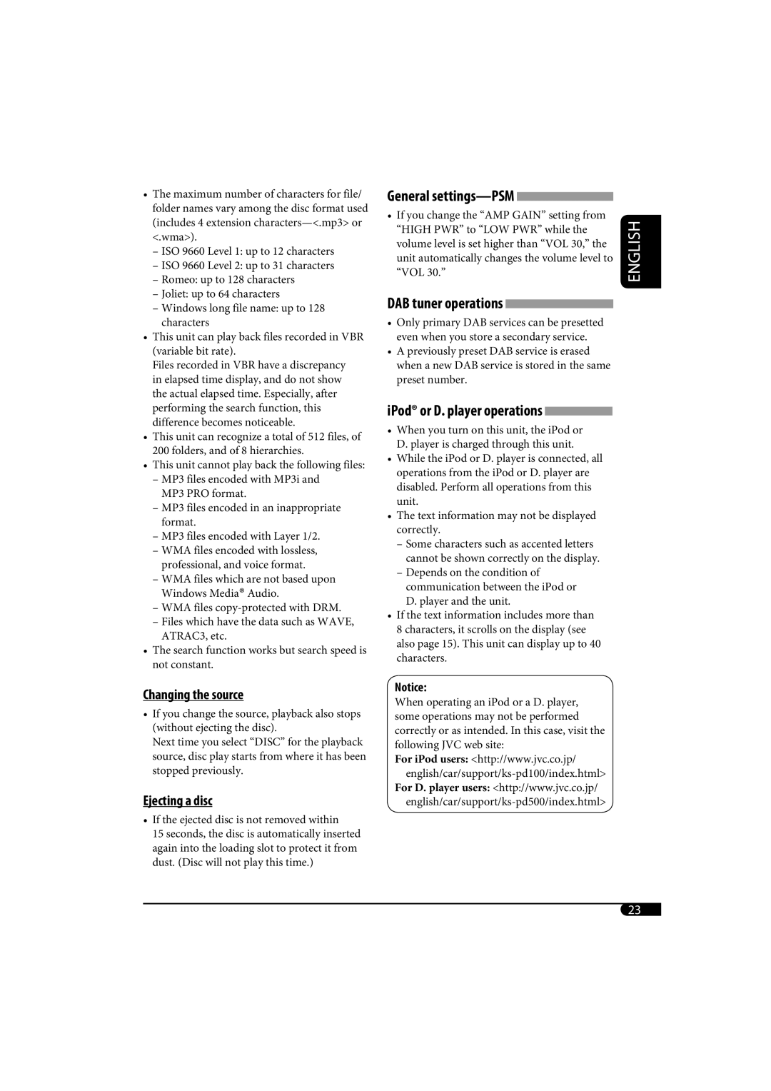 JVC KD-G320, KD-AR370 manual DAB tuner operations, IPod or D. player operations 