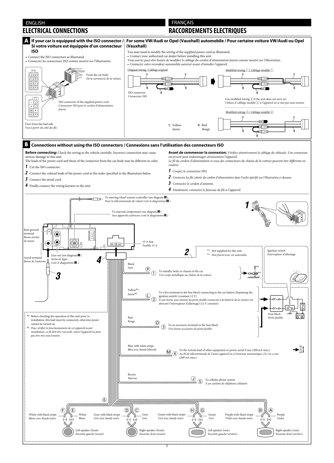 JVC KD-G320, KD-AR370 manual Electrical Connections 