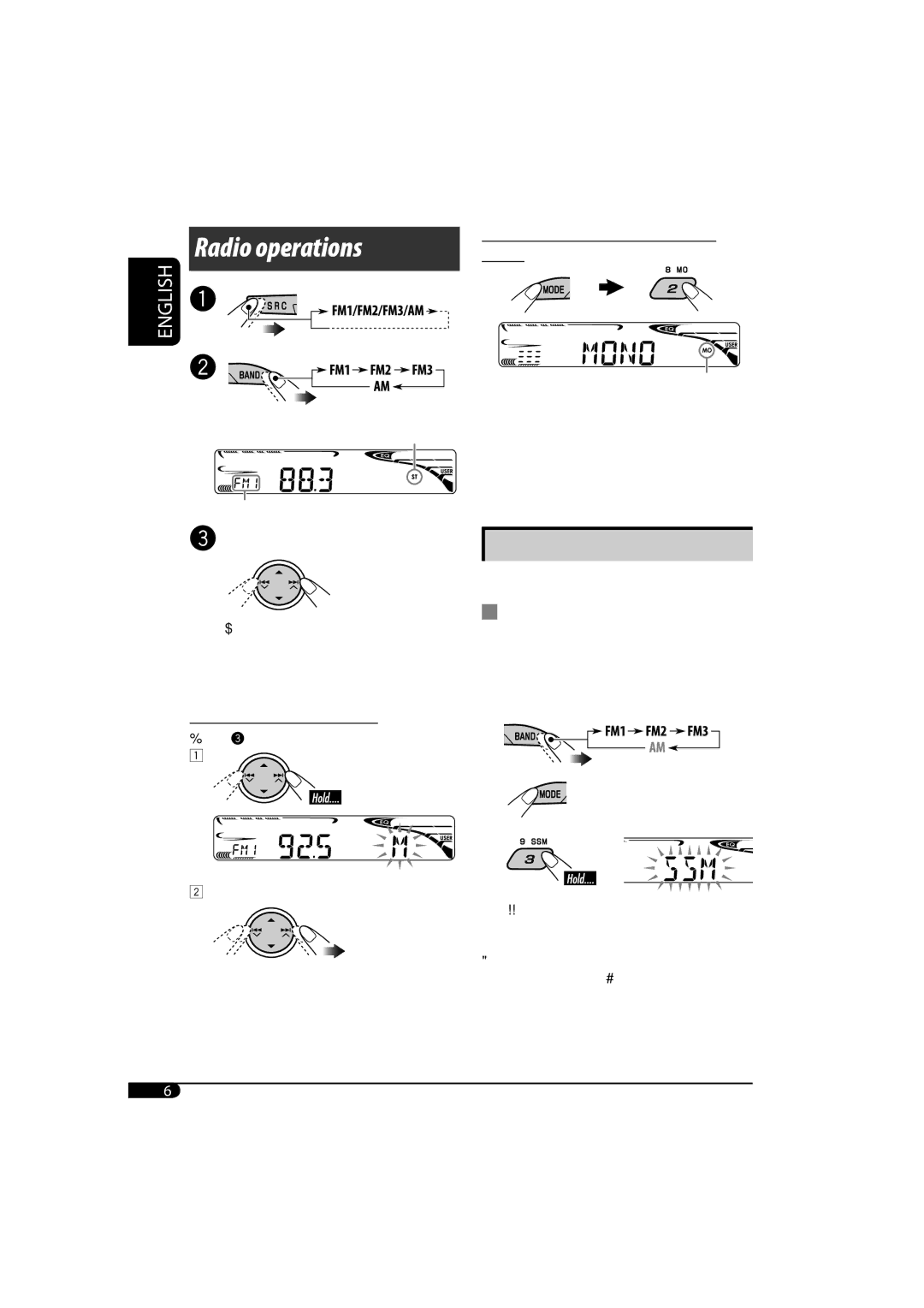 JVC KD-AR370, KD-G320 manual Radio operations 