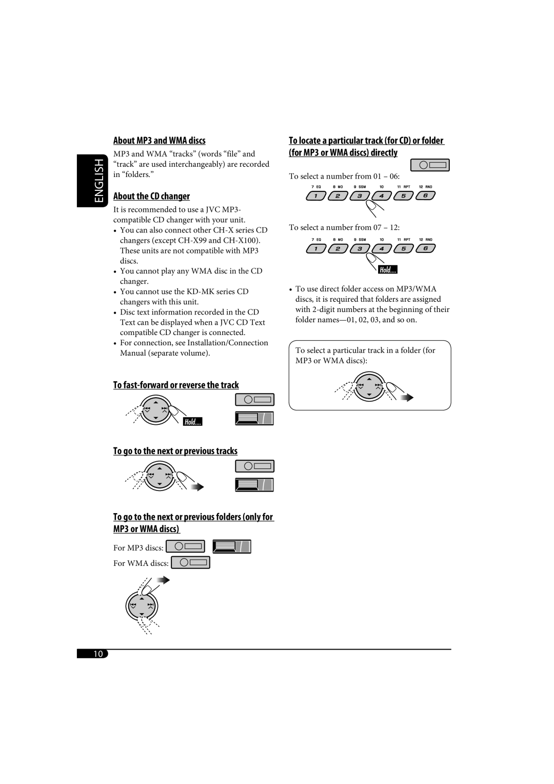 JVC KD-AR370, KD-G320 manual About MP3 and WMA discs 