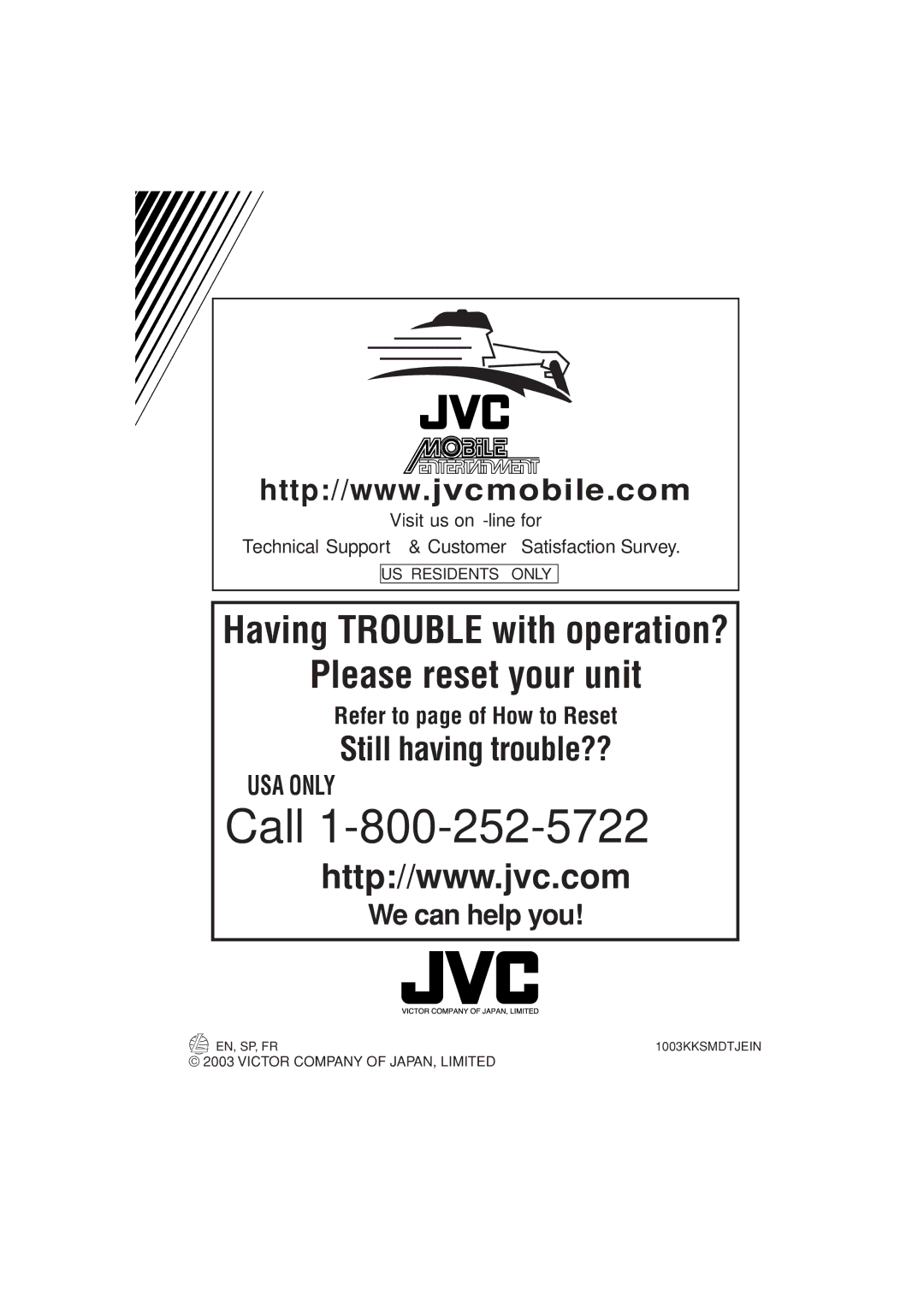 JVC KD-AR400 manual Call 