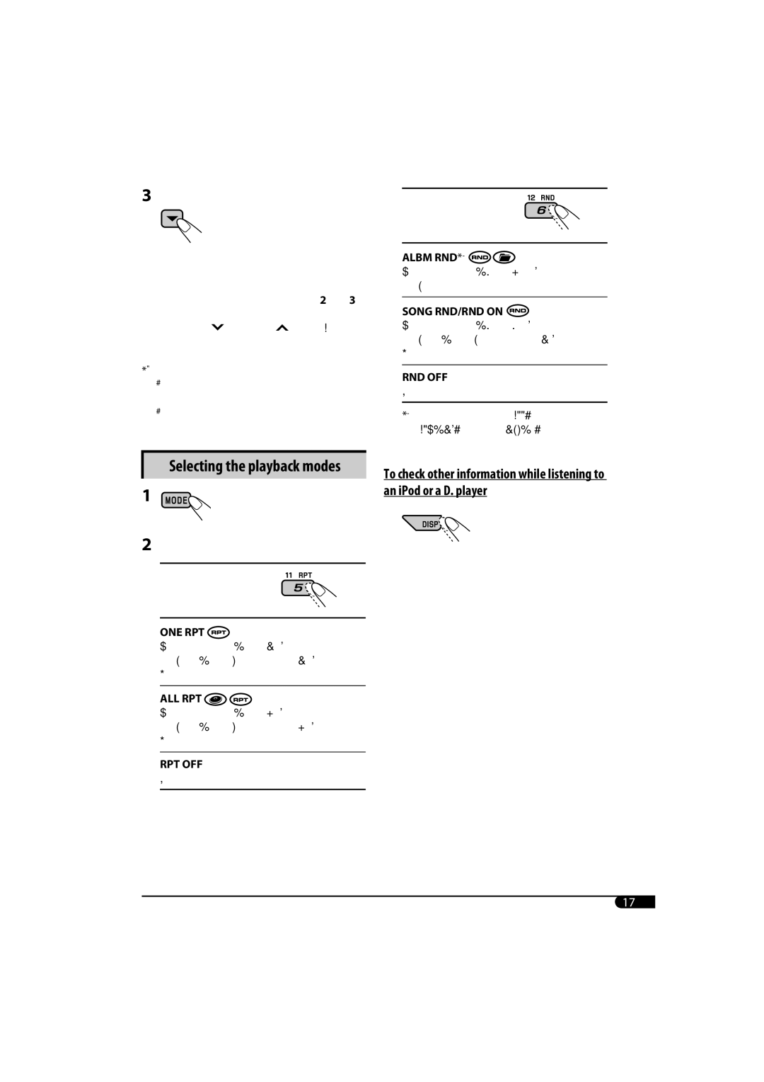 JVC KD-G720, KD-AR770 manual Selecting the playback modes 