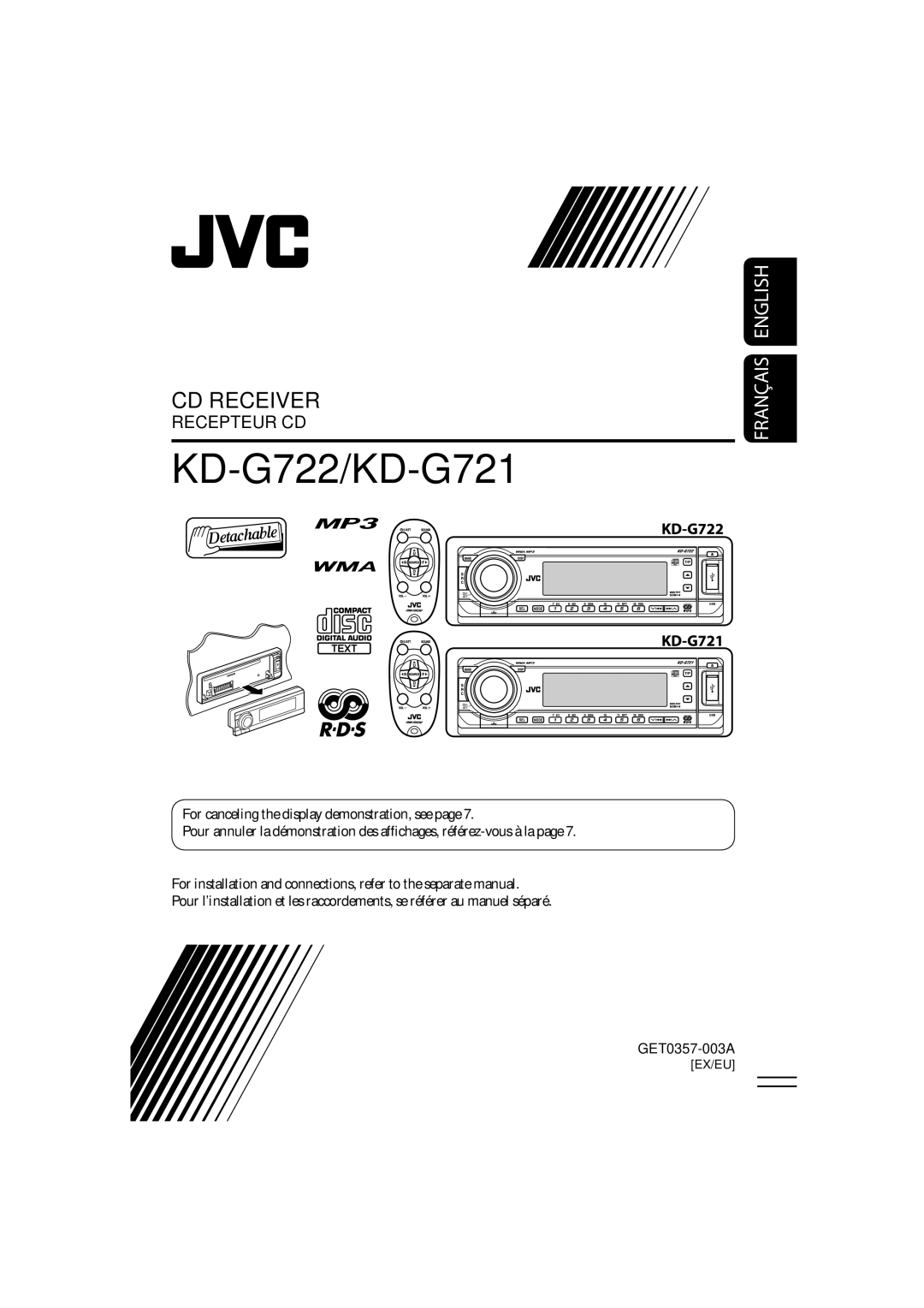 JVC KD-G720, KD-AR770 manual KD-G722/KD-G721 